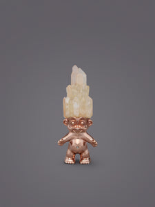QUARTZ CRYSTAL HAIRED ROSE GOLD TROLL