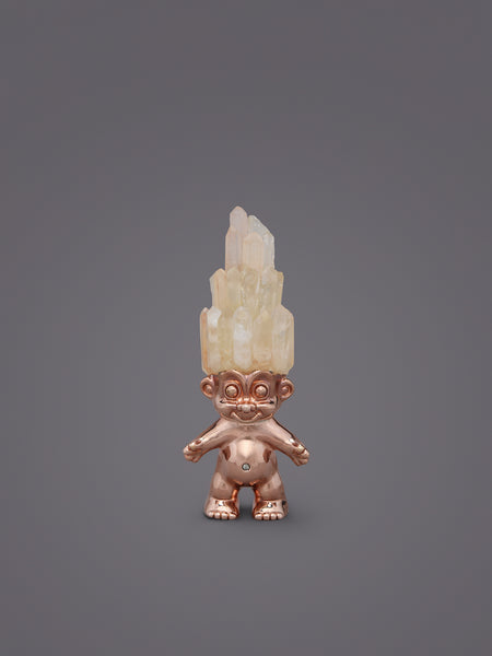QUARTZ CRYSTAL HAIRED ROSE GOLD TROLL