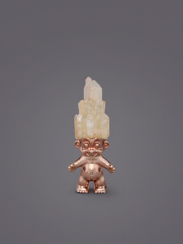 QUARTZ CRYSTAL HAIRED ROSE GOLD TROLL
