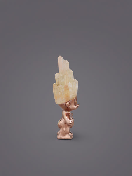 QUARTZ CRYSTAL HAIRED ROSE GOLD TROLL