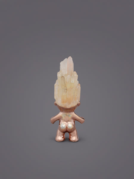 QUARTZ CRYSTAL HAIRED ROSE GOLD TROLL