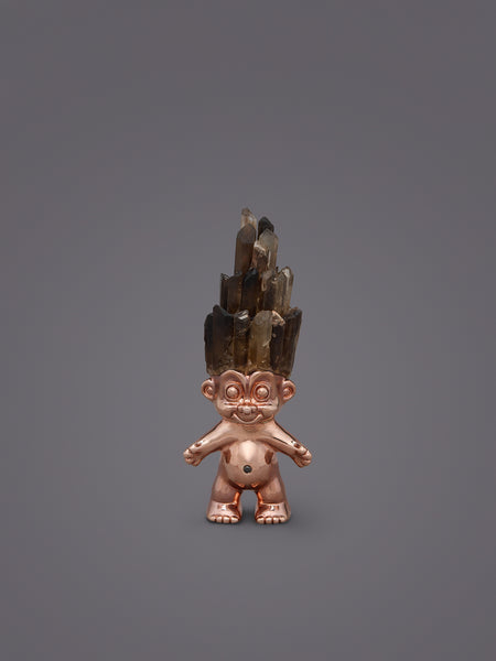 SMOKY QUARTZ CRYSTAL HAIRED ROSE GOLD TROLL