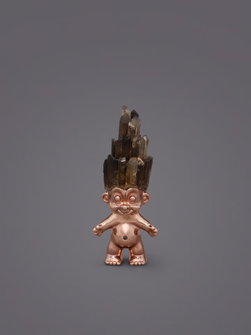 SMOKY QUARTZ CRYSTAL HAIRED ROSE GOLD TROLL