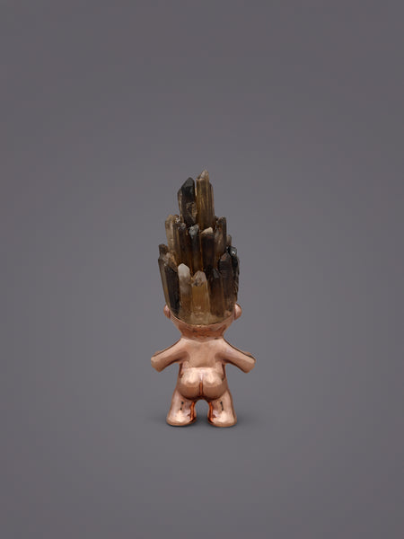 SMOKY QUARTZ CRYSTAL HAIRED ROSE GOLD TROLL
