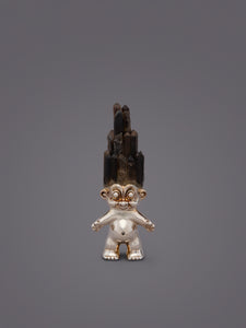 SMOKY QUARTZ CRYTSAL HAIRED SILVER TROLL