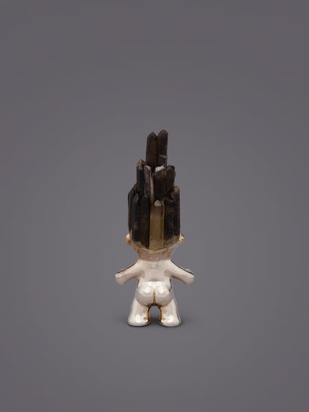 SMOKY QUARTZ CRYTSAL HAIRED SILVER TROLL