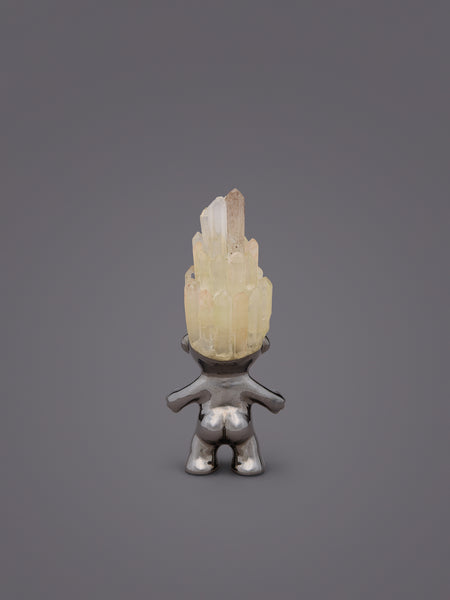 QUARTZ CRYSTAL HAIRED BLACK RHODIUM TROLL