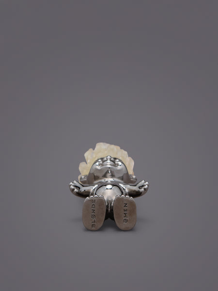 QUARTZ CRYSTAL HAIRED BLACK RHODIUM TROLL