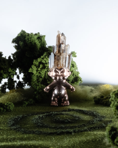 SMOKY QUARTZ CRYSTAL HAIRED ROSE GOLD TROLL