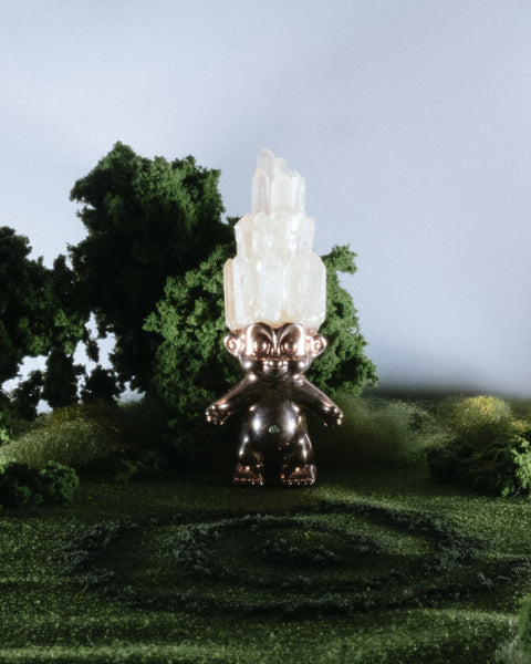 QUARTZ CRYSTAL HAIRED ROSE GOLD TROLL
