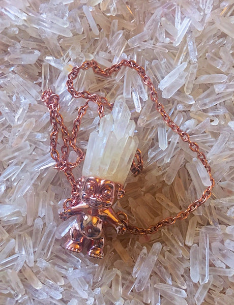 ROSE GOLD CRYSTAL TROLL NECKLACE
